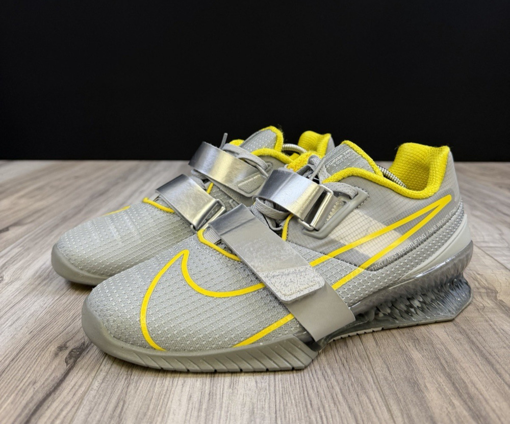 Nike Romaleos 4 Wolf Grey Lightening Yellow Weightlifting CD3463-002 Mens 8.5
